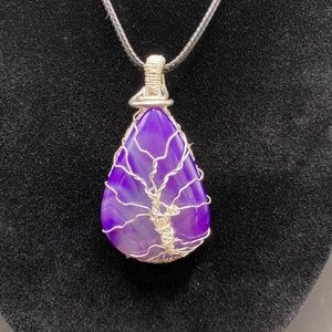 Purple Agate Tree of Life pendant